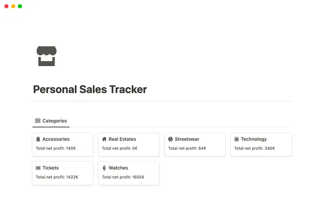 Pesonal Sales Profits Tracker